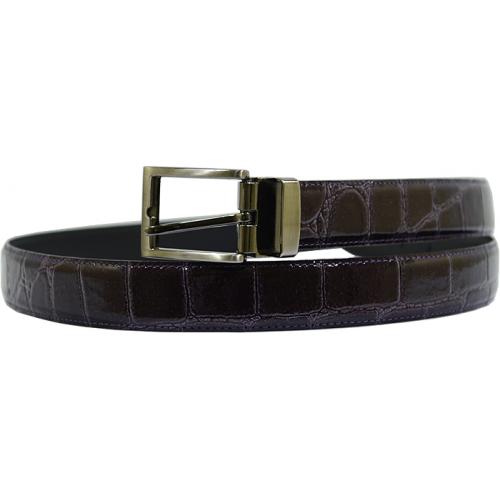 Serpi Dark Brown Alligator Print Genuine Leather Belt GB-115